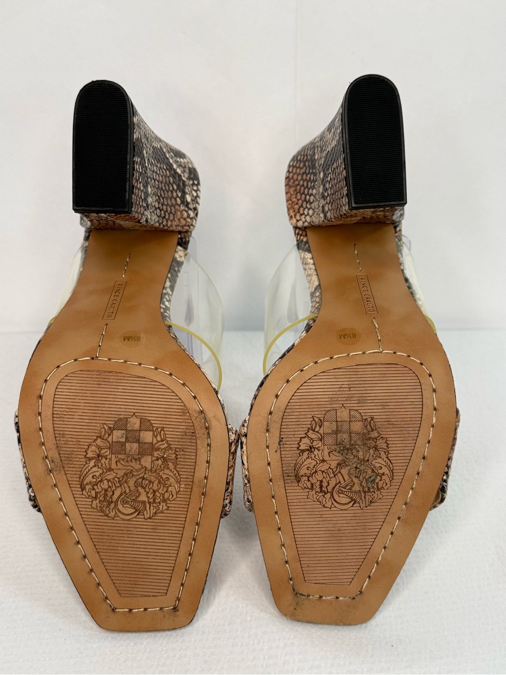 Vince Camuto Clear-strap Snake Print Slide Sandals - Beige & Black - Picture 6 of 8